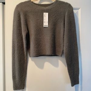 Urban Outfitters Grey Fuzzy Crop Sweater